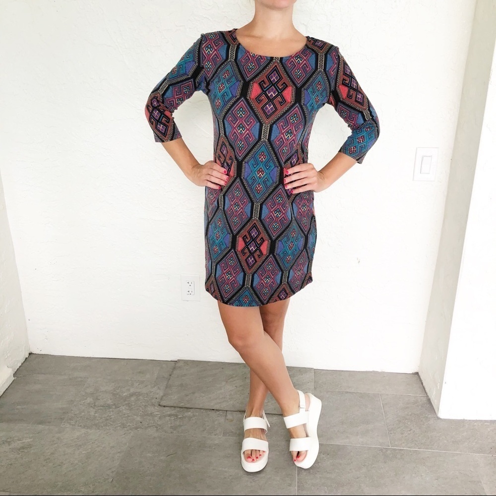 EVEREVE Papillon Geometric Sweater Tunic Dress s